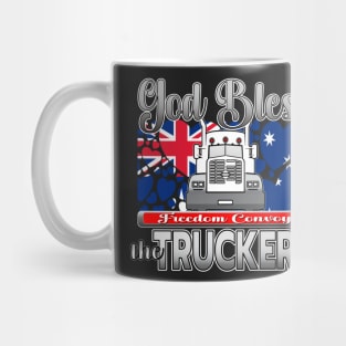 GOD BLESS THE TRUCKERS - THANK YOU, TRUCKERS - AUSTRALIA FLAG WITH HEARTS - FREEDOM CONVOY CANBERRA - SILVER GRAY LETTER DESIGN Mug